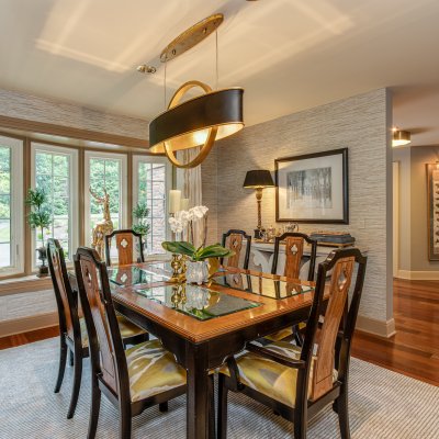 formal dining room next to entry