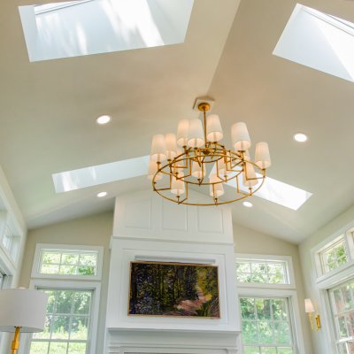 Detail of skylights in family room vaulted ceiling Wilcox Architecture, Cincinnati