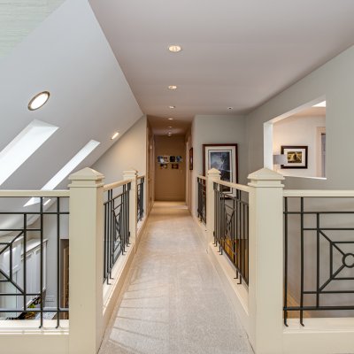 bridge spanning kitchen toward bedrooms