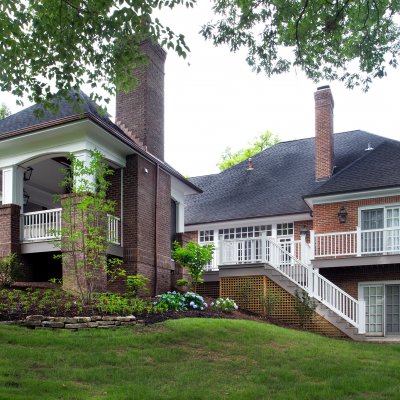 Hyde Park covered porch addition view from back  