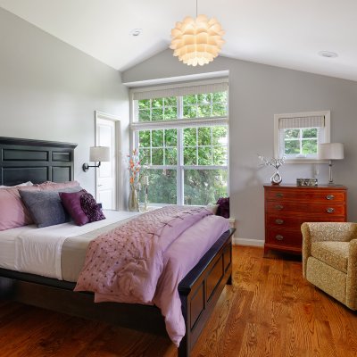 bedroom addition large windows sloped roof Wilcox Architecture