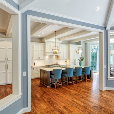 dramatic opening to eating area in kitchen