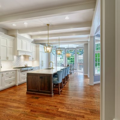 kitchen with paneled ceiling and sunny breakfast nook