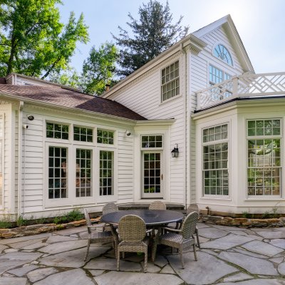 exterior Hyde Park addition and stone patio