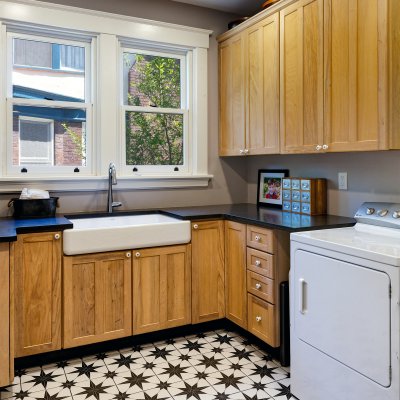 Original kitchen converted to first floor laundry room Wilcox Architecture