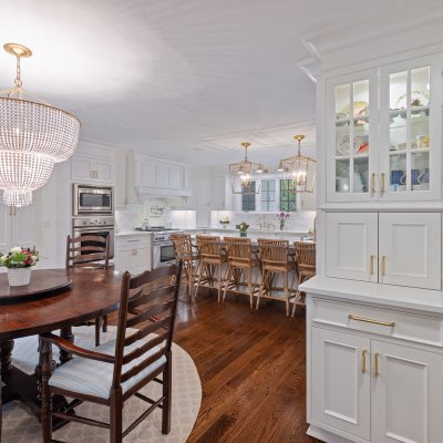 kitchen gold crystal chandelier white cabinets 