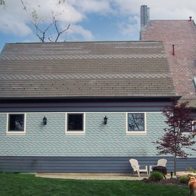 Rear view of 3-Car garage Residential  