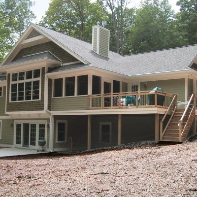 Glen Arbor home rear view from woods