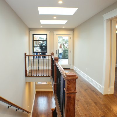 OTR house: skylights over hall leading to back deck