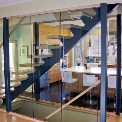 Glass enclosed stairs  