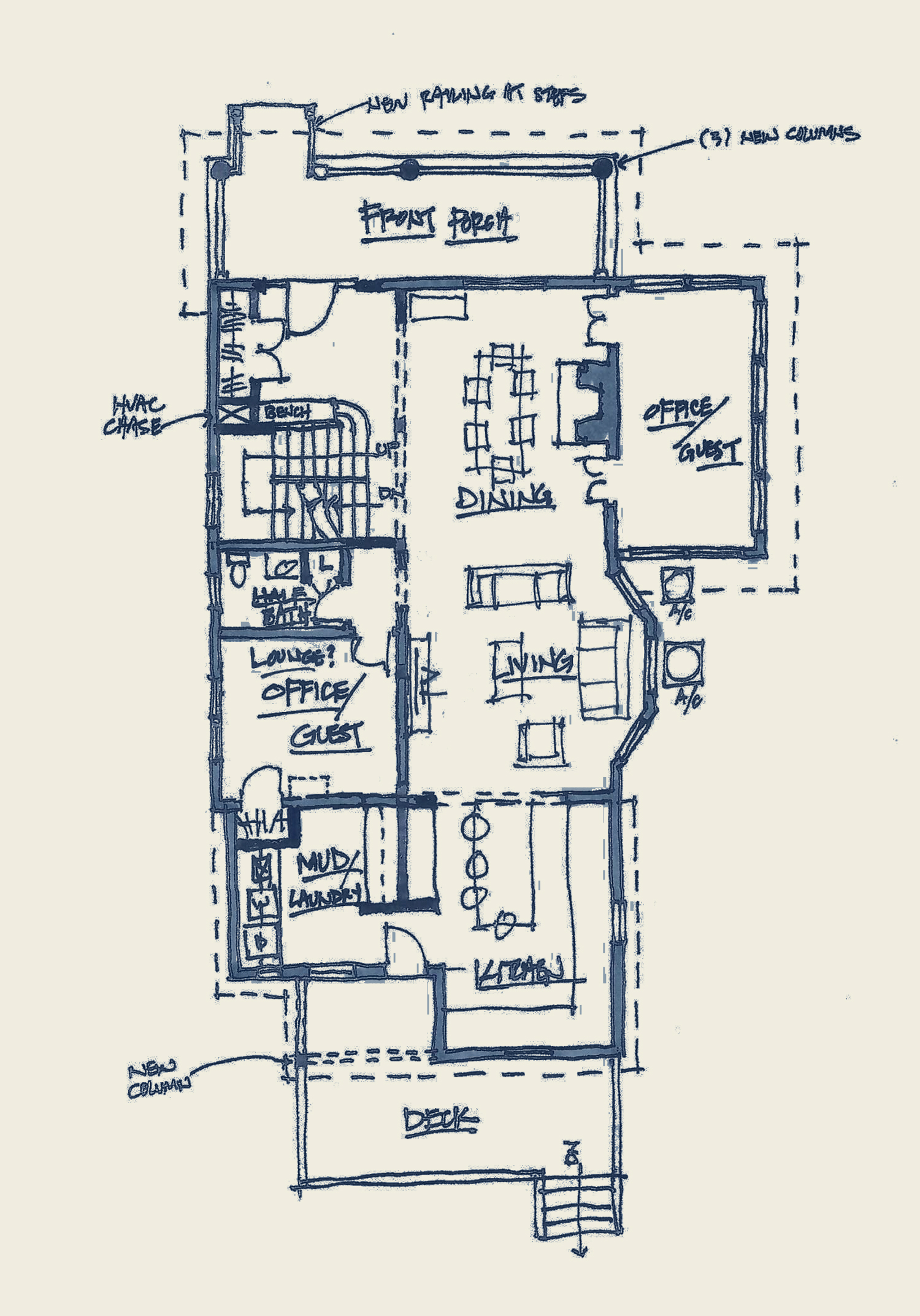 hand drawn floor plan design sketch