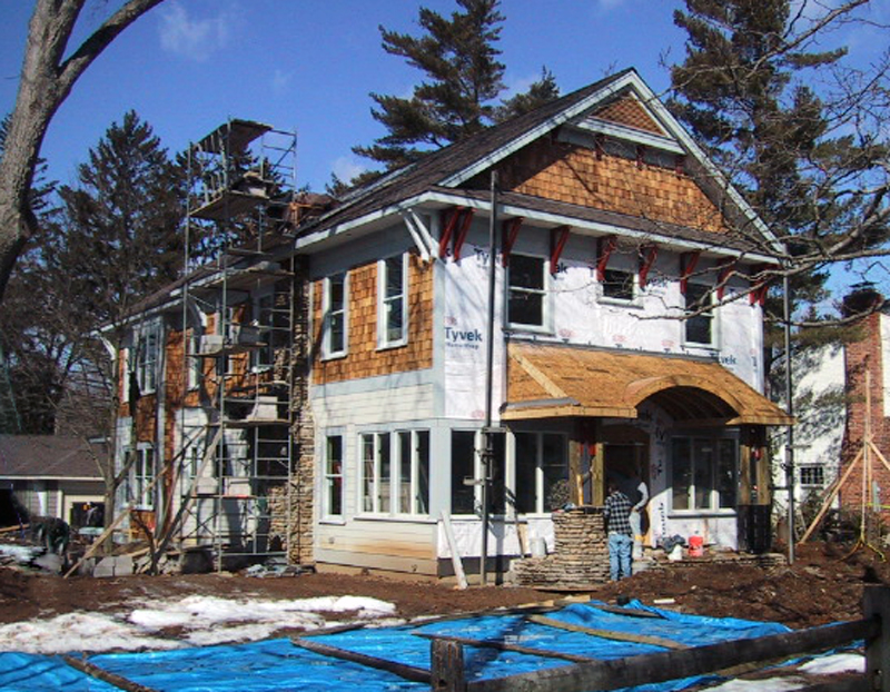 Residential Architecture  construction construction in progress conversion of bungalow to two-story home